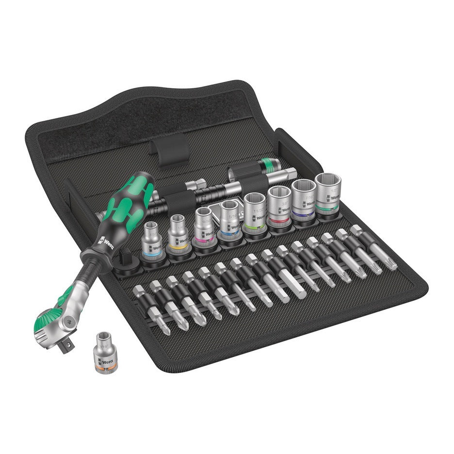 Wera Tools 28-Piece Imperial 1/4 Inch Drive Zyklop Speed Ratchet Set 8