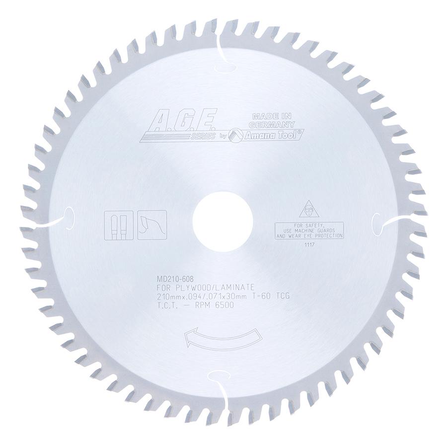 Amana Solid Surface and Laminate Circular Saw Blade 210mm x 60T TCG wi