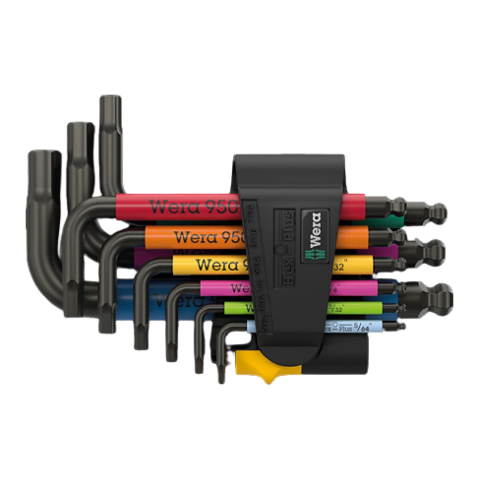 Wera Tools 950/9 Hex-Plus Multicolour Imperial 3 L-Key Set, Imperial, Blacklaser, 9 Pieces