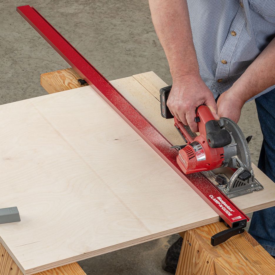 Woodpeckers Clamp-N-Guide and a good circular saw can compete with the fanciest track saws